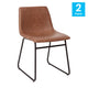 Light Brown LeatherSoft/Black Frame |#| 18 Inch Indoor Dining Table Chairs, Light Brown LeatherSoft/Black Frame-Set of 2