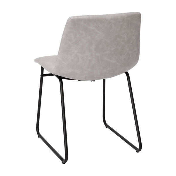 Light Gray LeatherSoft/Black Frame |#| 18 Inch Indoor Dining Table Chairs, Light Gray LeatherSoft/Black Frame-Set of 2