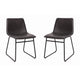 Gray LeatherSoft/Black Frame |#| 18 Inch Indoor Dining Table Chairs, Dark Gray LeatherSoft/Black Frame-Set of 2