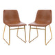 Light Brown LeatherSoft/Gold Frame |#| 18 Inch Indoor Dining Table Chairs, Light Brown LeatherSoft/Gold Frame-Set of 2