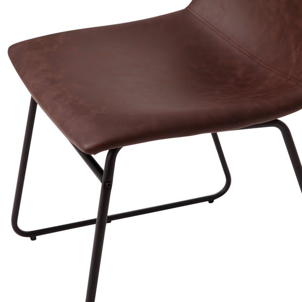 Dark Brown LeatherSoft/Black Frame |#| 18 Inch Indoor Dining Table Chairs, Dark Brown LeatherSoft/Black Frame-Set of 2