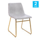 Light Gray LeatherSoft/Gold Frame |#| 18 Inch Indoor Dining Table Chairs, Light Gray LeatherSoft/Gold Frame-Set of 2