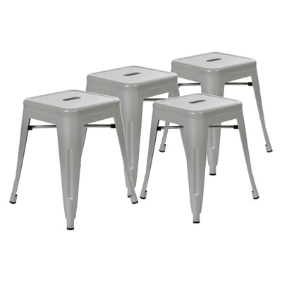 18" Table Height Stool, Stackable Backless Metal Indoor Dining Stool, Commercial Grade Restaurant Stool - Set of 4 - View 1