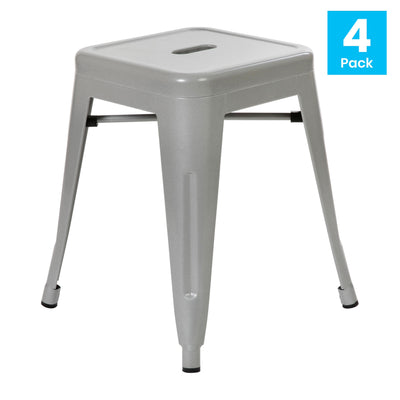 18" Table Height Stool, Stackable Backless Metal Indoor Dining Stool, Commercial Grade Restaurant Stool - Set of 4 - View 2