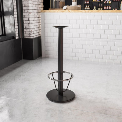 18'' Round Restaurant Table Base with 3'' Dia. Bar Height Column and Foot Ring - View 2