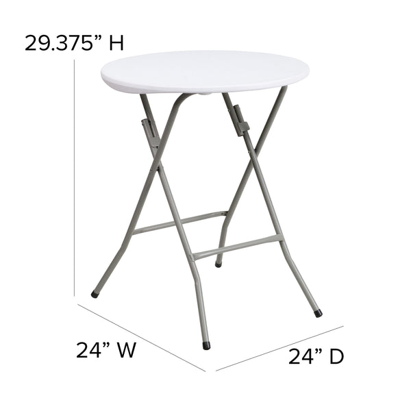 2-Foot Round Granite White Plastic Folding Table - Banquet / Event Folding Table