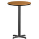 Natural |#| 24inch Round Natural Laminate Table Top with 22inch x 22inch Bar Height Table Base