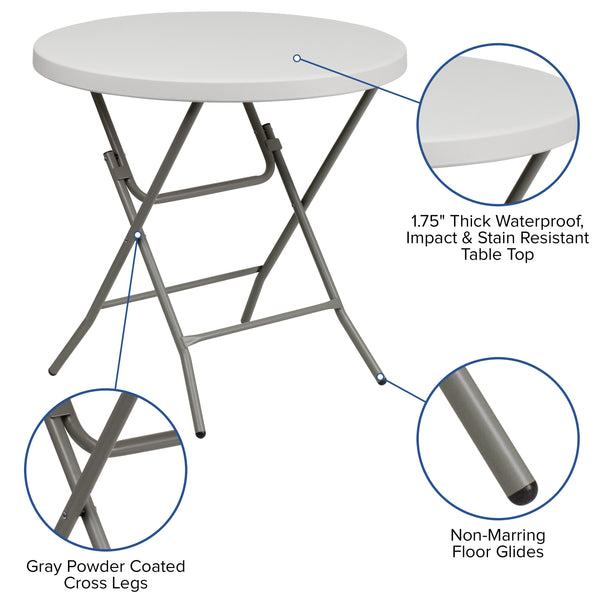 2.63-Foot Round White Plastic Folding Banquet and Event Table