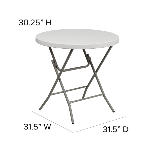 2.63-Foot Round White Plastic Folding Banquet and Event Table