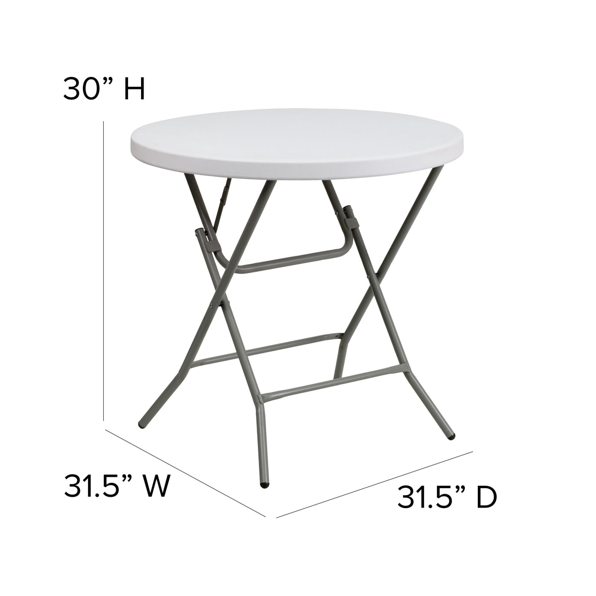 2.63-Foot Round Granite White Plastic Folding Table - Event Table