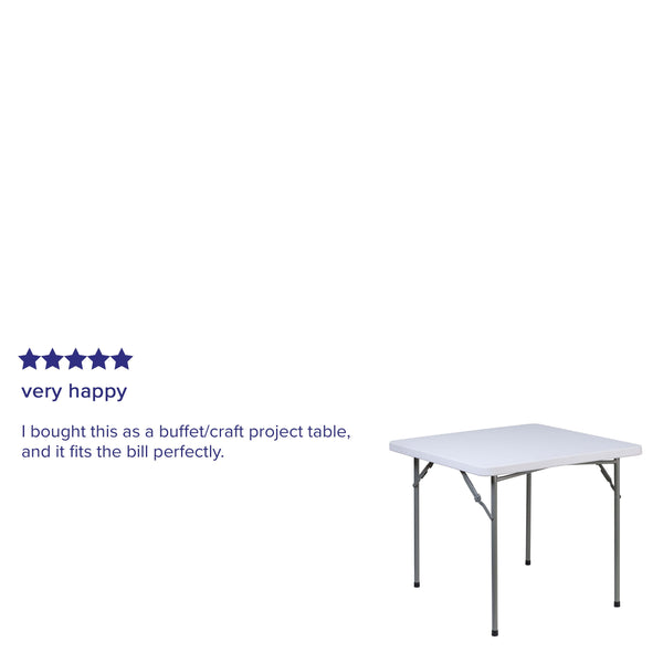 2.81-Foot Square Granite White Plastic Folding Table - Card Table/Game Table