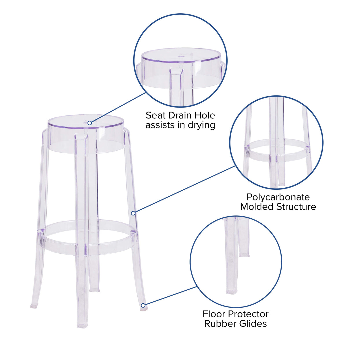 29.75inch High Transparent Barstool - Restaurant & Bar Furniture