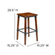 2 Pack Commercial Grade Rustic Walnut Industrial Style Backless Wood Barstool