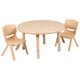 Natural |#| 33inch Round Natural Plastic Height Adjustable Activity Table Set with 2 Chairs