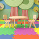 Natural |#| 33inch Round Natural Plastic Height Adjustable Activity Table Set with 2 Chairs