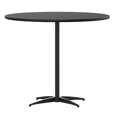 36'' Round Wood Cocktail Table with 30'' and 42'' Columns - View 1