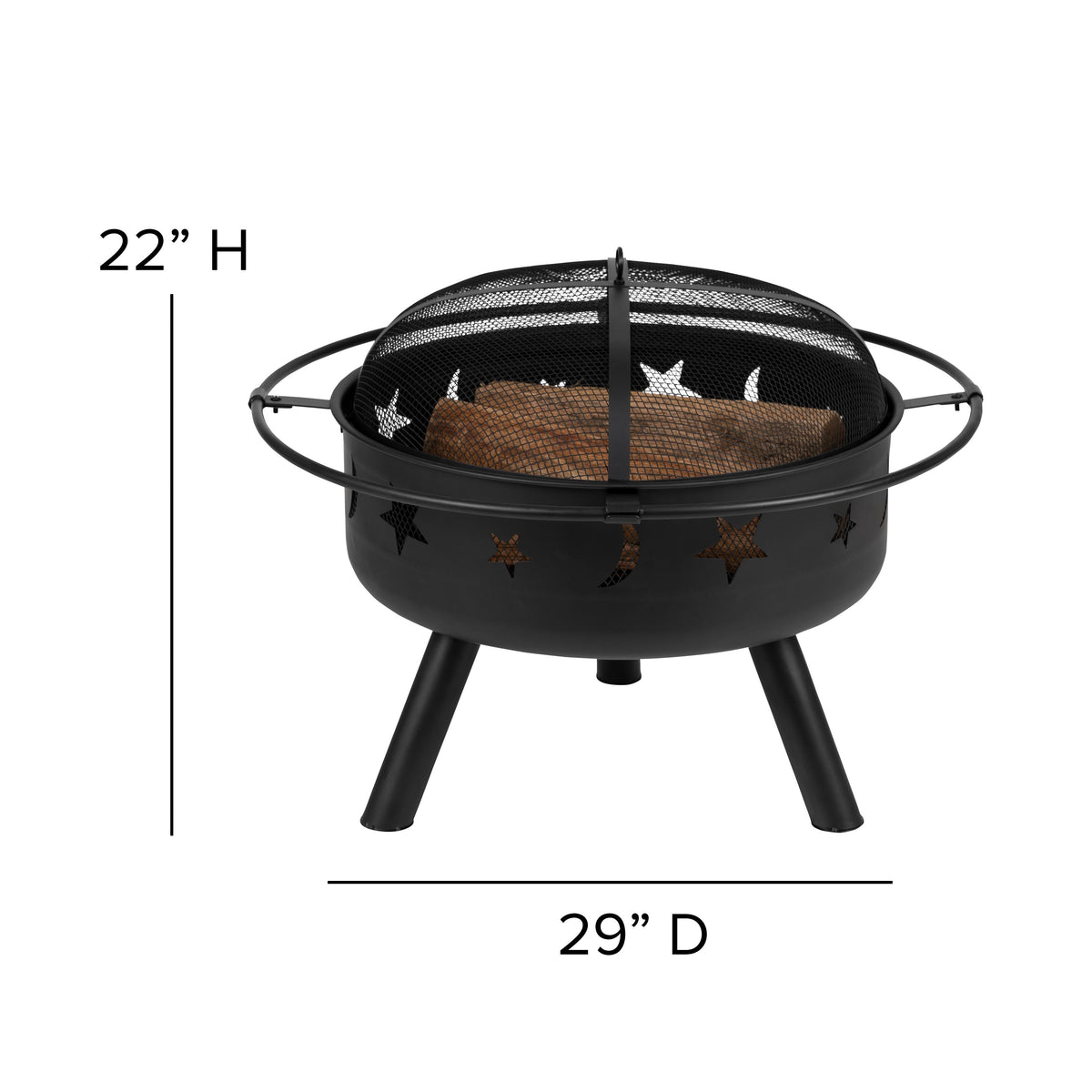 Green |#| Star and Moon Fire Pit with Mesh Cover & 2 Green Poly Resin Adirondack Chairs