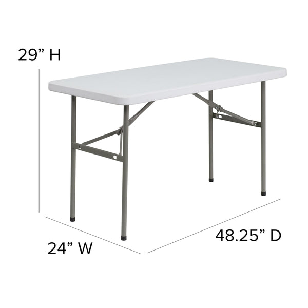 4-Foot Granite White Plastic Folding Table - Banquet / Event Folding Table