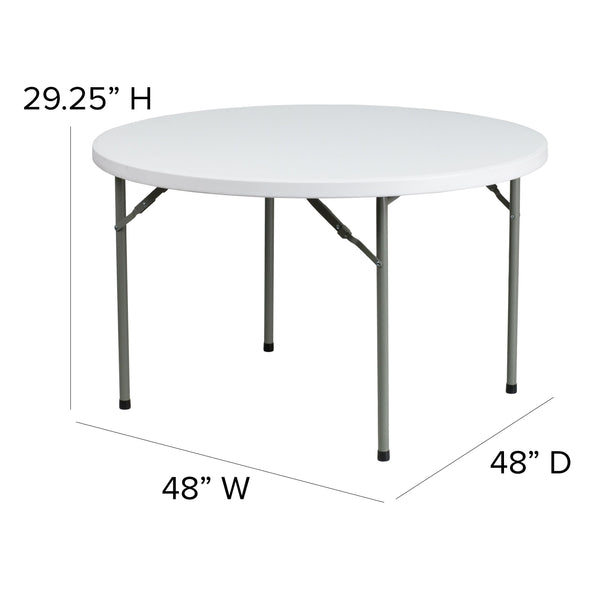 4-Foot Round Granite White Plastic Folding Table - Banquet / Event Folding Table