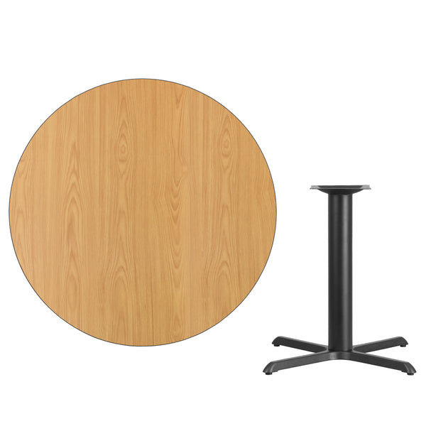 Black |#| 42inch Round Black Laminate Table Top with 33inch x 33inch Table Height Base