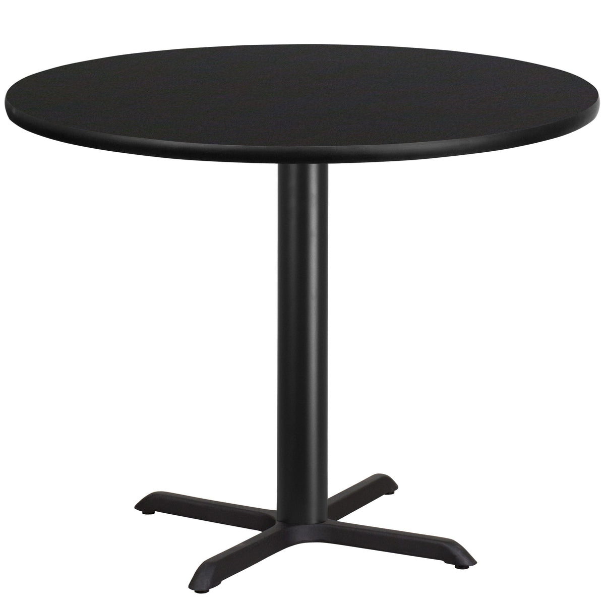 Black |#| 42inch Round Black Laminate Table Top with 33inch x 33inch Table Height Base