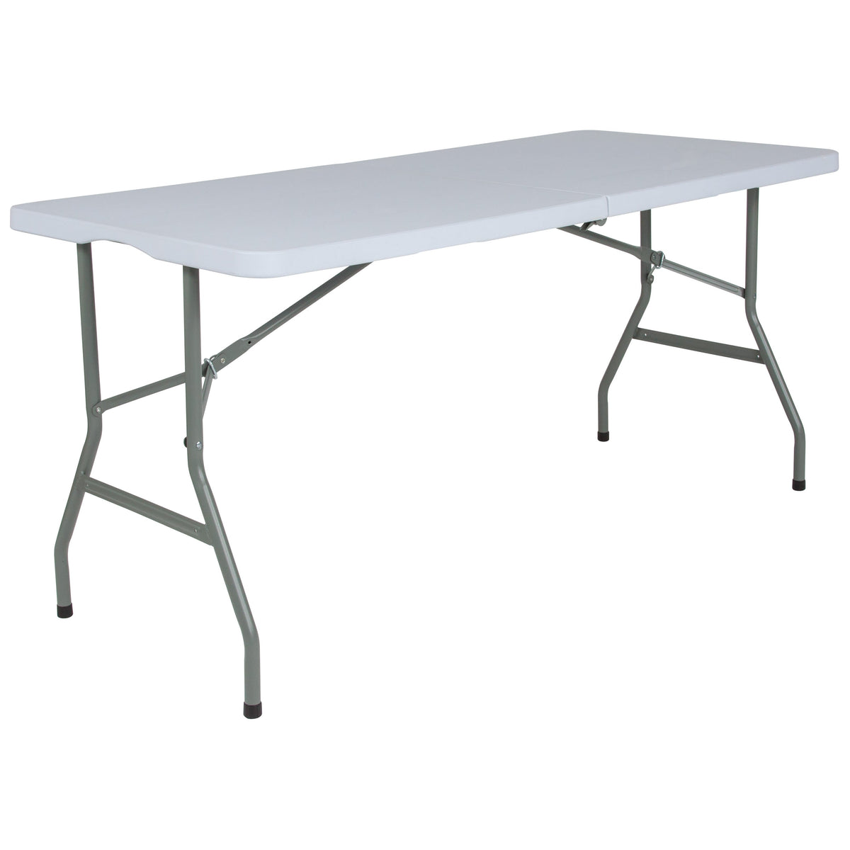 4.97-Foot Bi-Fold Granite White Plastic Folding Table with Handle - Event Table