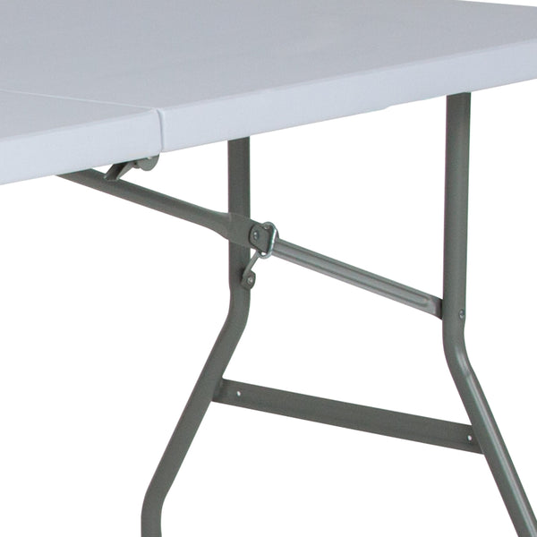 4.97-Foot Bi-Fold Granite White Plastic Folding Table with Handle - Event Table