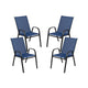 Navy |#| 4 Pack Navy Outdoor Stack Chair with Flex Comfort Material - Patio Stack Chair