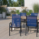 Navy |#| 4 Pack Navy Outdoor Stack Chair with Flex Comfort Material - Patio Stack Chair