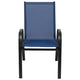 Navy |#| 4 Pack Navy Outdoor Stack Chair with Flex Comfort Material - Patio Stack Chair