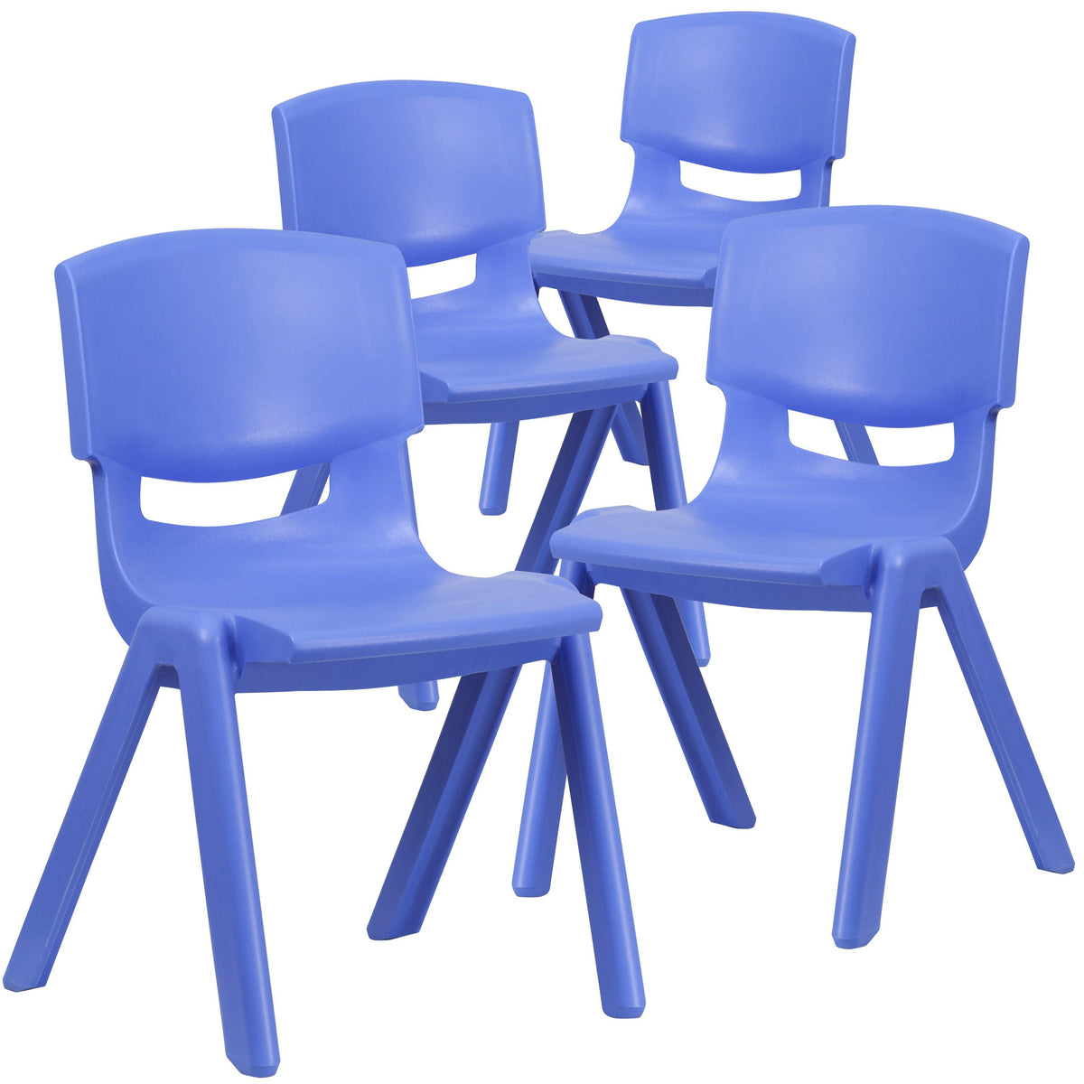 Blue |#| 4 Pack Blue Plastic Stack School Chair with 15.5inchH Seat, 3rd-7th School Chair