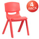 Red |#| 4 Pack Red Plastic Stack School Chair with 15.5inchH Seat, 3rd-7th School Chair