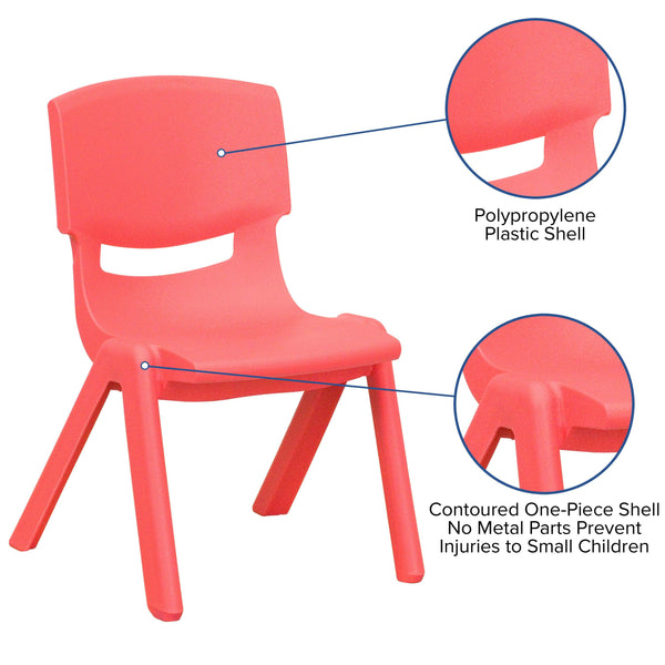 Red |#| 4 Pack Red Plastic Stack School Chair with 15.5inchH Seat, 3rd-7th School Chair