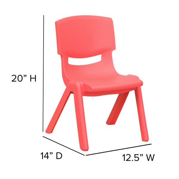 Red |#| 4 Pack Red Plastic Stackable School Chair with 10.5inchH Seat, Preschool Chair