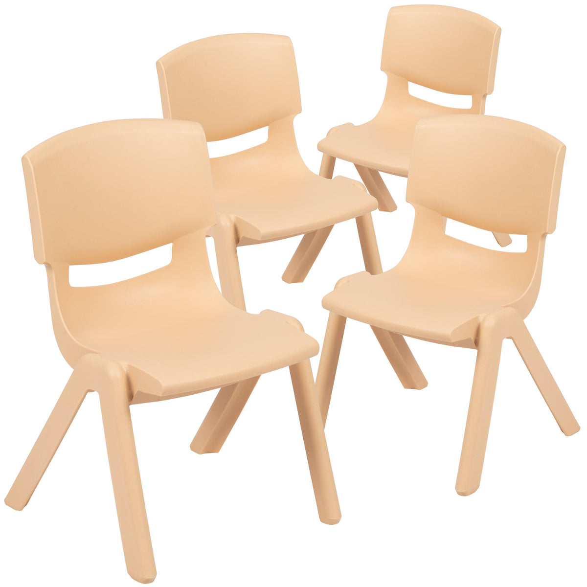 Natural |#| 4 Pack Natural Plastic Stackable School Chair with 10.5inchH Seat, Preschool Chair