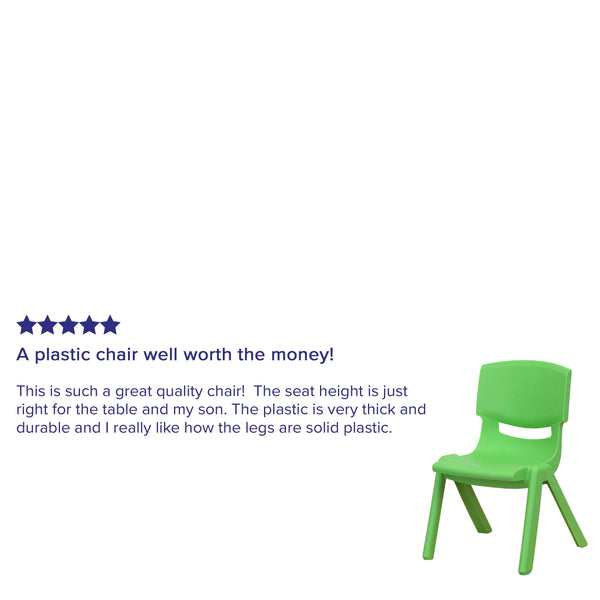 Green |#| 4 Pack Green Plastic Stackable School Chair with 10.5inchH Seat, Preschool Chair