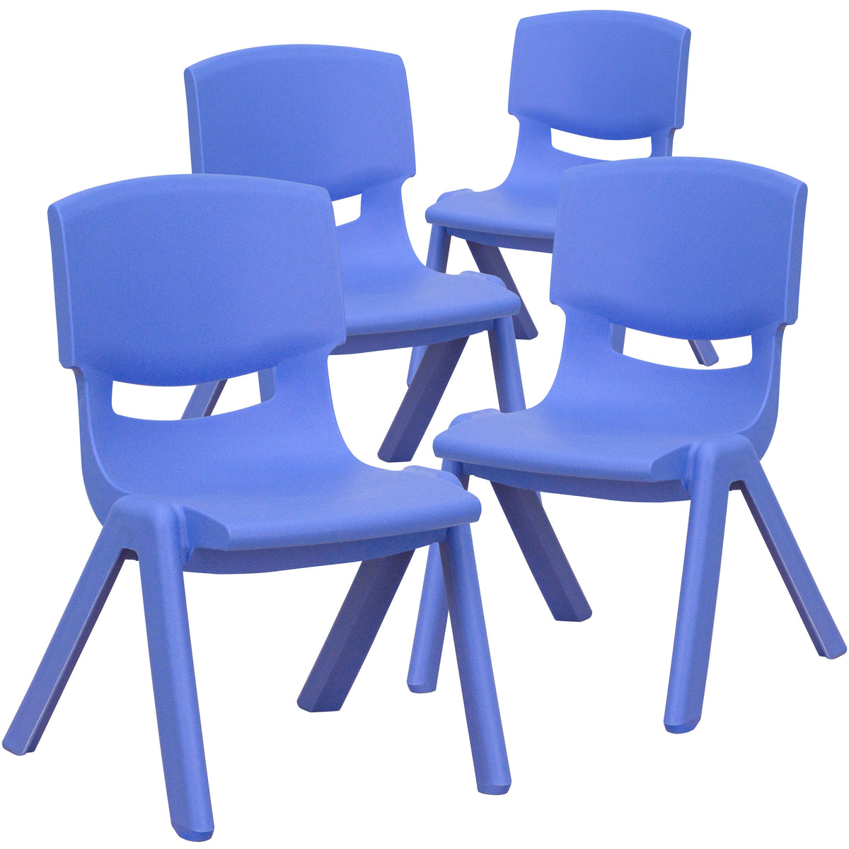 Blue |#| 4 Pack Blue Plastic Stackable School Chair with 10.5inchH Seat, Preschool Chair