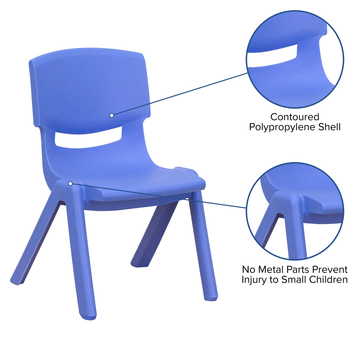 Blue |#| 4 Pack Blue Plastic Stackable School Chair with 10.5inchH Seat, Preschool Chair