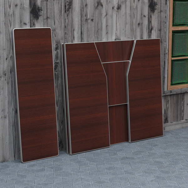 Walnut Woodgrain |#| 4' Walnut Laminate Foldable Portable Event Bar - Catering/Bartender Bar