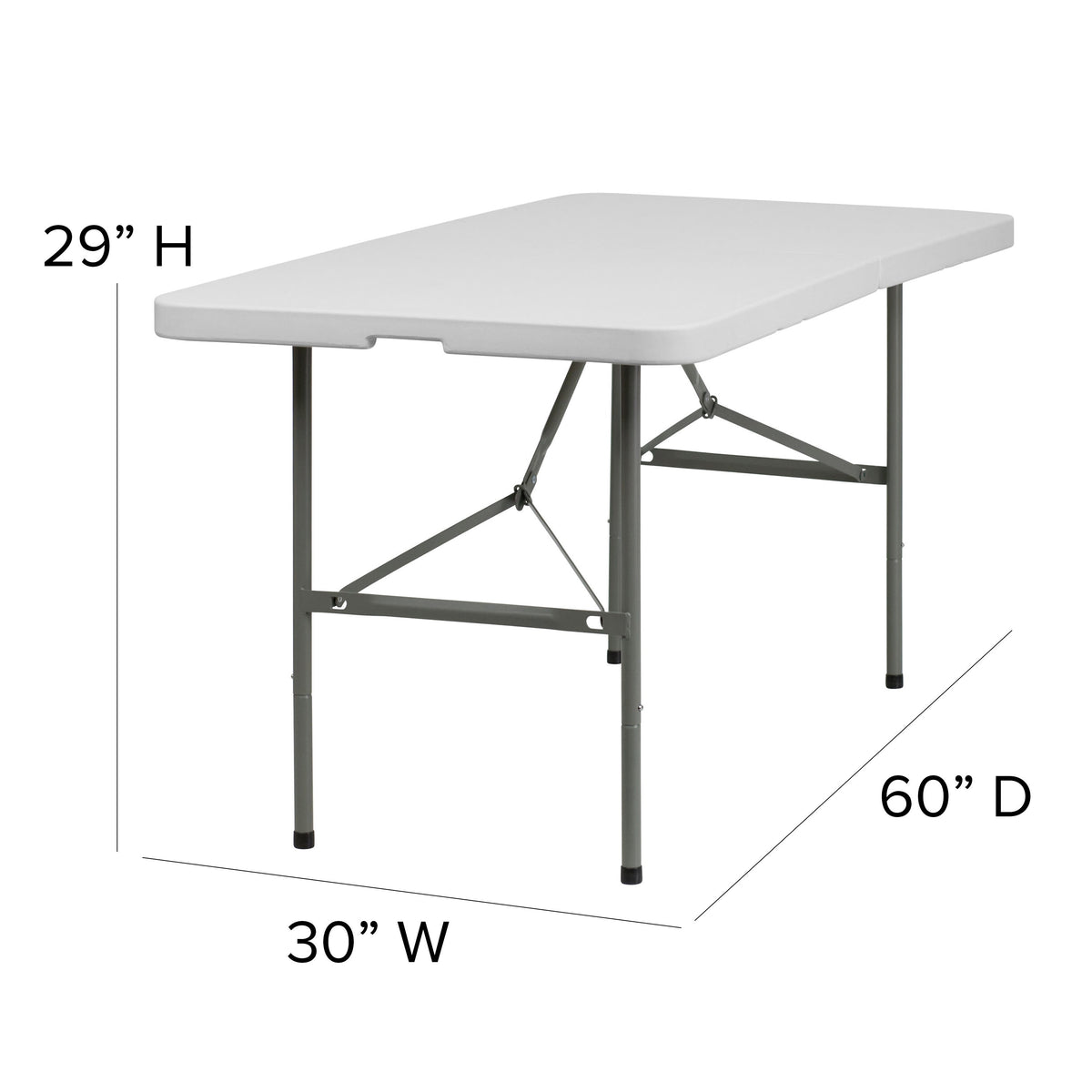 5-Foot Bi-Fold Granite White Plastic Folding Table with Handle - Event Table