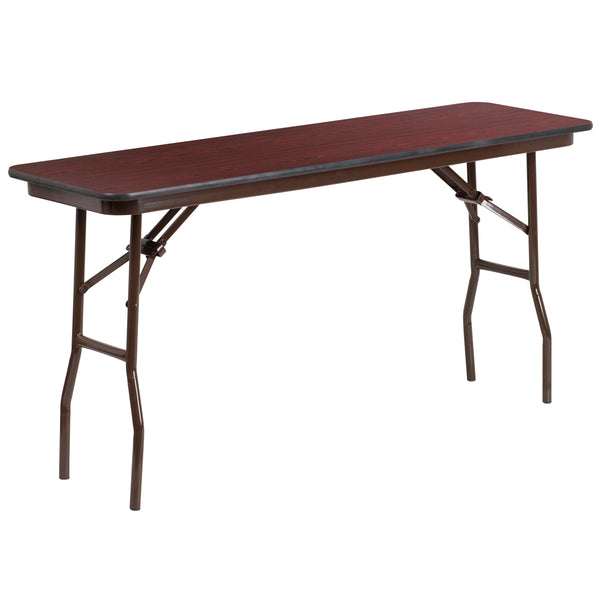 5-Foot Mahogany Melamine Laminate Folding Training/Seminar Table - Event Table