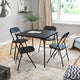 Black |#| 5 Piece Black Folding Card Table and Chair Set with Upholstered Table Top