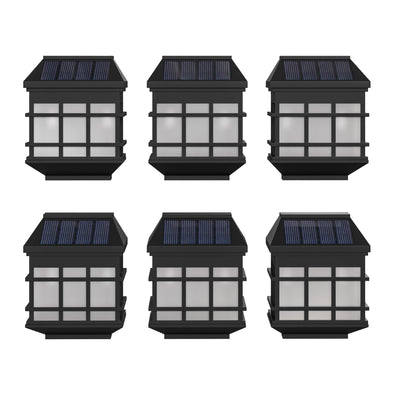 6 Pack Wall Mount LED Solar Lights - Weather Resistant Decorative Solar Powered Lights - Deck and Fencing Solar Lights - View 1