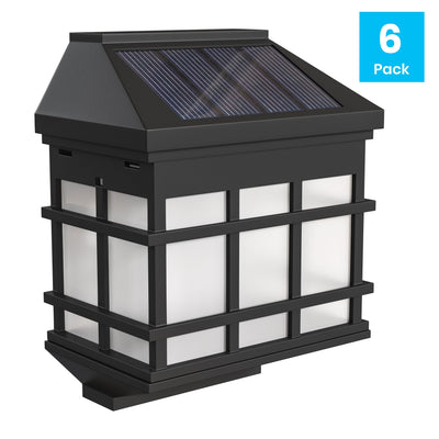 6 Pack Wall Mount LED Solar Lights - Weather Resistant Decorative Solar Powered Lights - Deck and Fencing Solar Lights - View 2