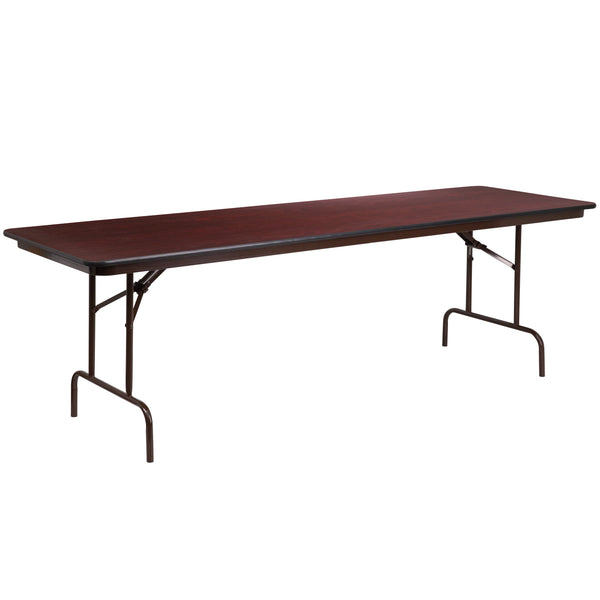 8-Foot High Pressure Mahogany Laminate Folding Banquet & Catering Table