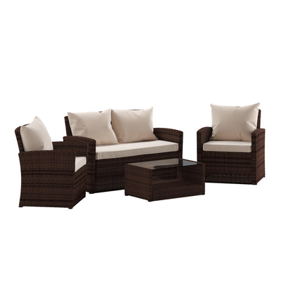 Aransas Series 4 Piece Patio Set with Back Pillows and Seat Cushions - View 1