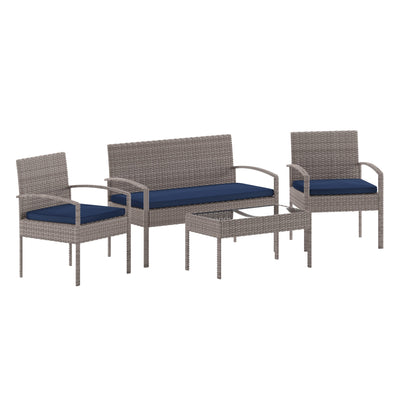 Aransas Series 4 Piece Patio Set with Steel Frame and Cushions - View 1