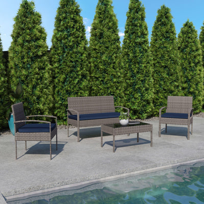 Aransas Series 4 Piece Patio Set with Steel Frame and Cushions - View 2