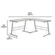 Clear Top/Silver Frame |#| L-Shaped Corner Gaming Desk with Clear Tempered Glass Top & Silver Steel Frame