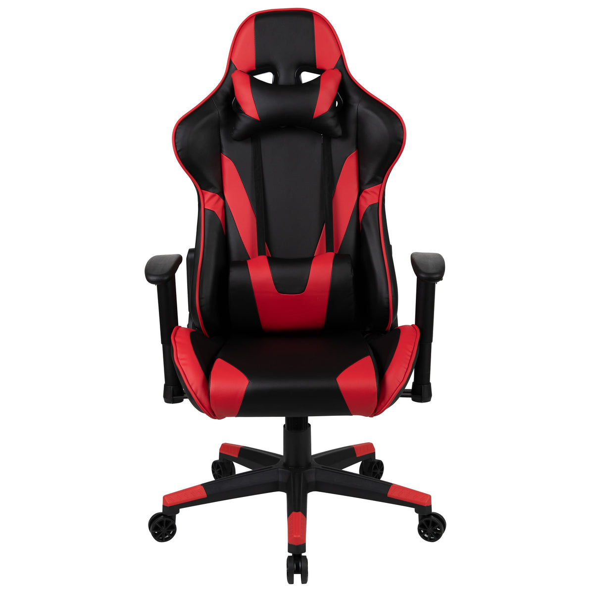 Red |#| Reclining 360° Swivel Gamers Chair-Black & Red Faux Leather - Adjustable Arms